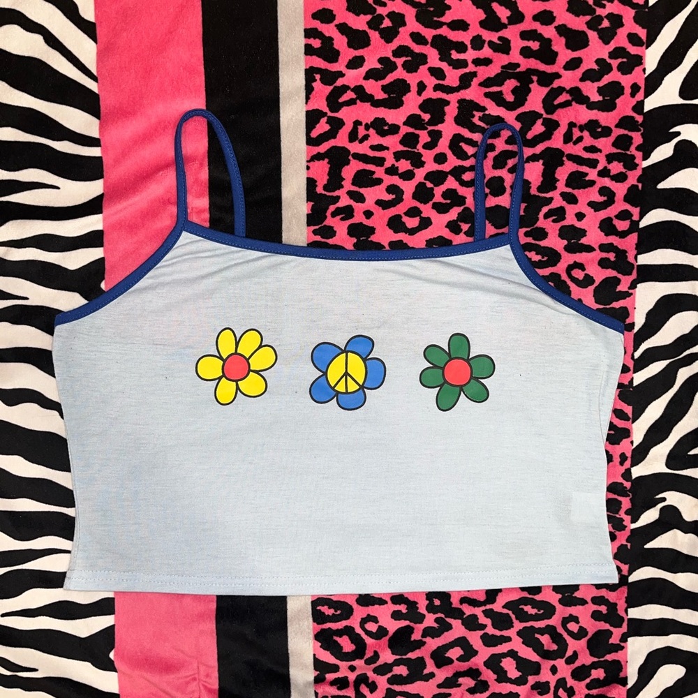 Blue flower crop top